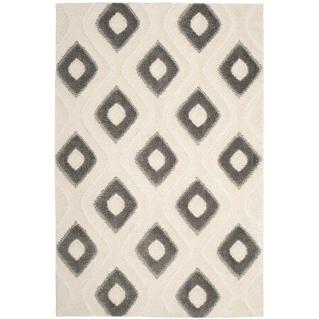 Safavieh 5 ft.-1 in. x 7 ft.-6 in. Olympia Shag Power Loomed Medium Rectangle Area Rug; Cream & Grey OSG325A-5